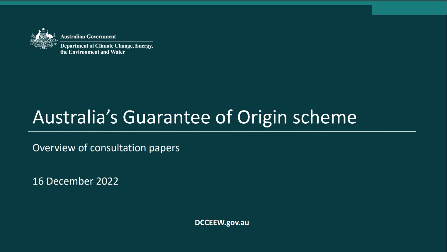 Read more about the article Australia’s Guarantee of Origin Scheme – Dec 2022